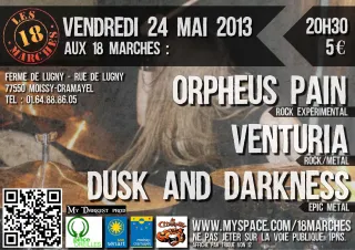 Poster for Dusk and Darkness + Orpheus Pain + Venturia