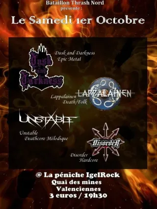 Poster for Disorder + Dusk and Darkness + Lappalainen + Unstable