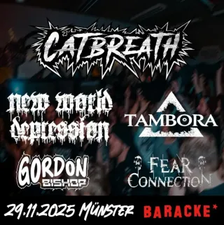 Poster for Catbreath + Fear Connection + Gordon Bishop + New World Depression + Tambora
