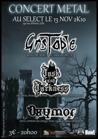 Poster for Unstable + Dusk and Darkness + Oxymor