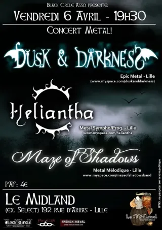 Poster for Dusk and Darkness + Heliantha + Maze of Shadows