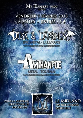 Poster for Dusk and Darkness (Release Party) + Anthanide