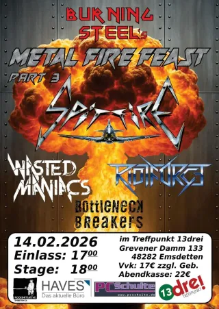 Poster for Bottleneck Breakers + Riotforce + Spitfire + Wasted Maniacs