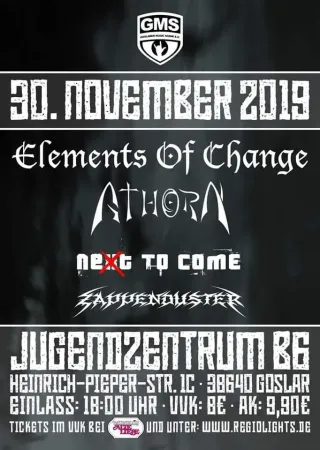Poster for Athorn + Elements Of Change + Next To Come + Zappenduster