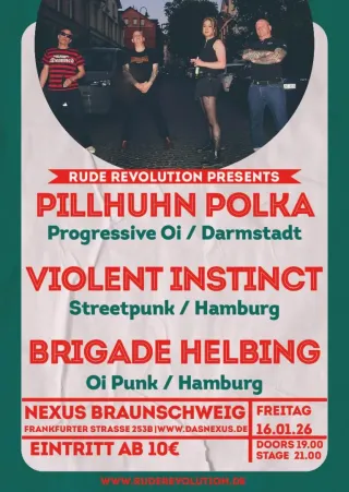 Poster for Brigade Helbing + Pillhuhn Polka + Violent Instinct