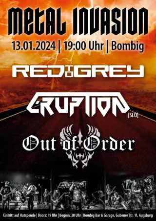 Poster for Eruption + Out Of Order + Red To Grey