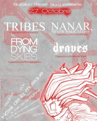 Poster for Draves + From Dying Skies + Nanar, Never Walk Alone + Tribes