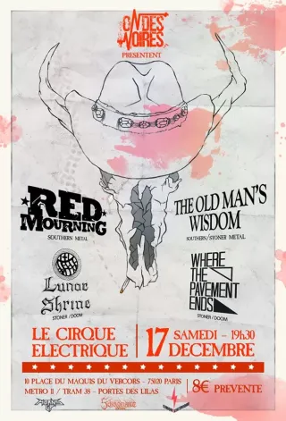 Poster for Lunar Shrine + Red Mourning + The Old Man's Wisdom + Where The Pavement Ends