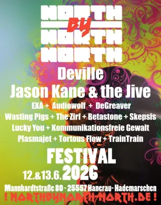 Poster for Audiowolf + Betastone + Degreaver + Deville + Exa + Jason Kane & The Jive + Lucky You + Plasmajet + Skepsis + The Zirf + Tortous Flow + Traintrain + Wasting Pigs
