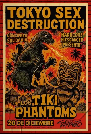 Poster for Los Tiki Phantoms + Tokyo Sex Destruction