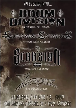 Poster for Doom Division + Scarsign + Subconscious + Syrence