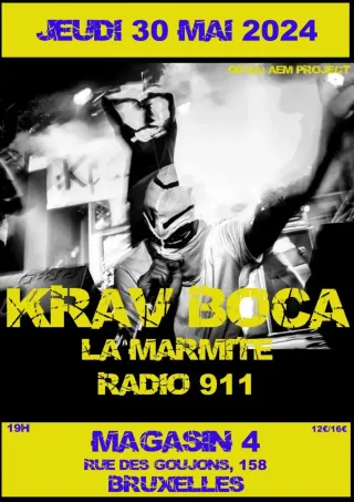 Poster for Krav Boca + La Marmite + Radio 911