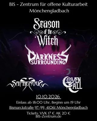 Poster for Darkness Surrounding + Coven Call + Saphenous