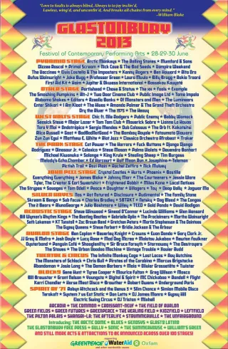 Poster for Glastonbury Festival 2013