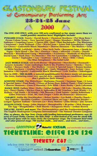 Poster for Glastonbury Festival 2000