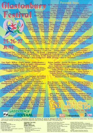 Poster for Glastonbury Festival 1999