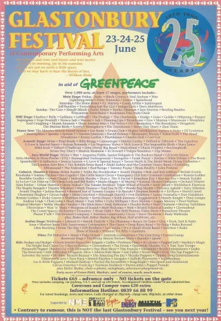 Poster for Glastonbury Festival 1995