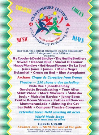 Poster for Glastonbury Festival 1990